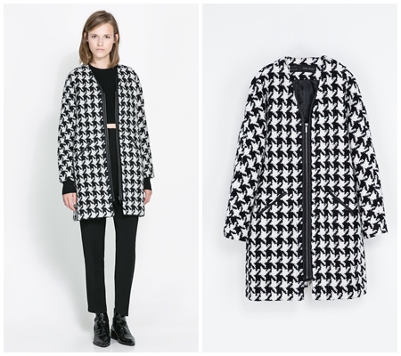 Abrigo rebajado de pata de gallo de Zara, invierno 2014