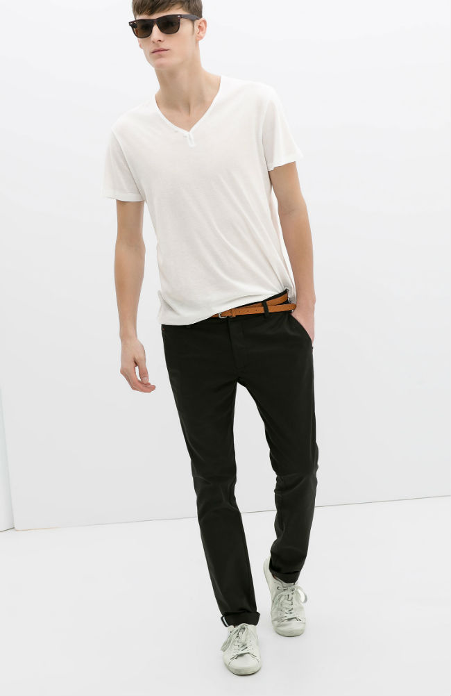 Zara Hombre: Pantalones de algodón, lino, pitillo y en colección Primavera Verano 2014 - Modalia.es