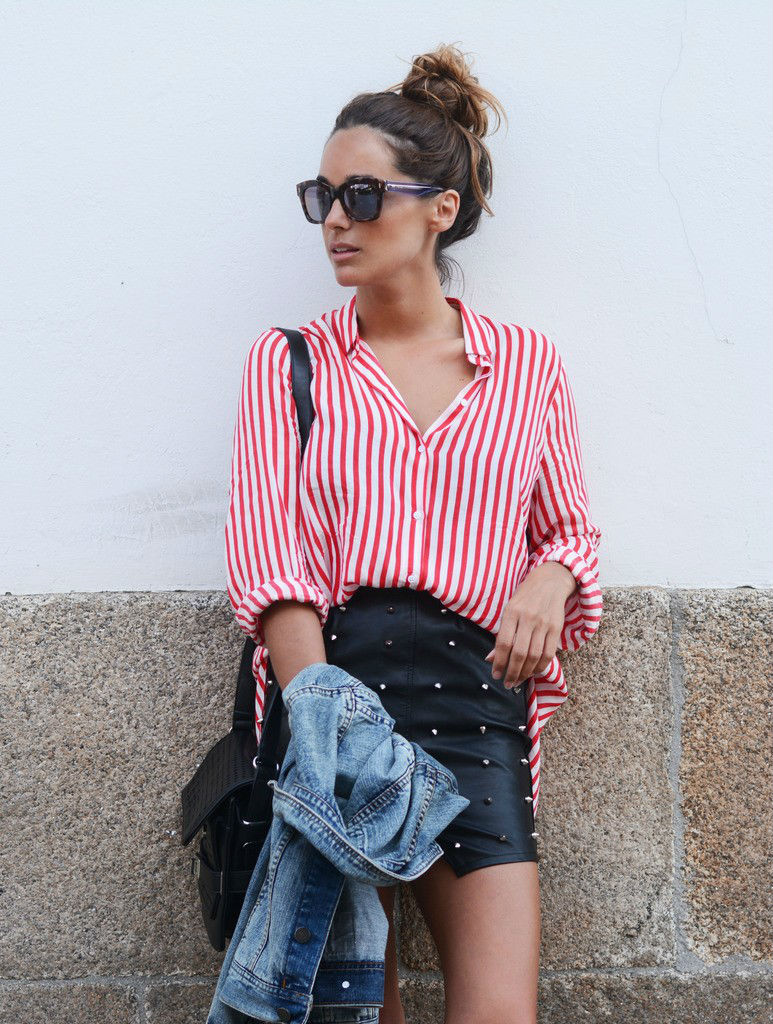 prenda, dos looks. Inspírate en la blogger española Stellawantstodie camisa de rayas y blanca - Modalia.es