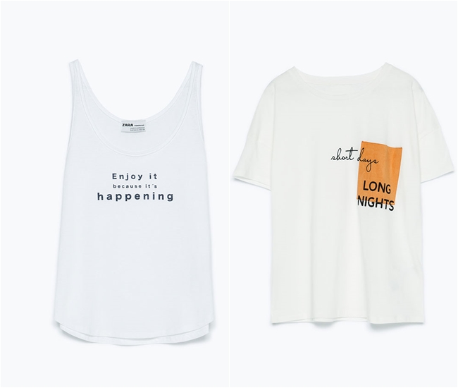 Camisetas con mensaje, un must de esta que encontrarás en Zara TRF colección primavera verano 2015 - Modalia.es