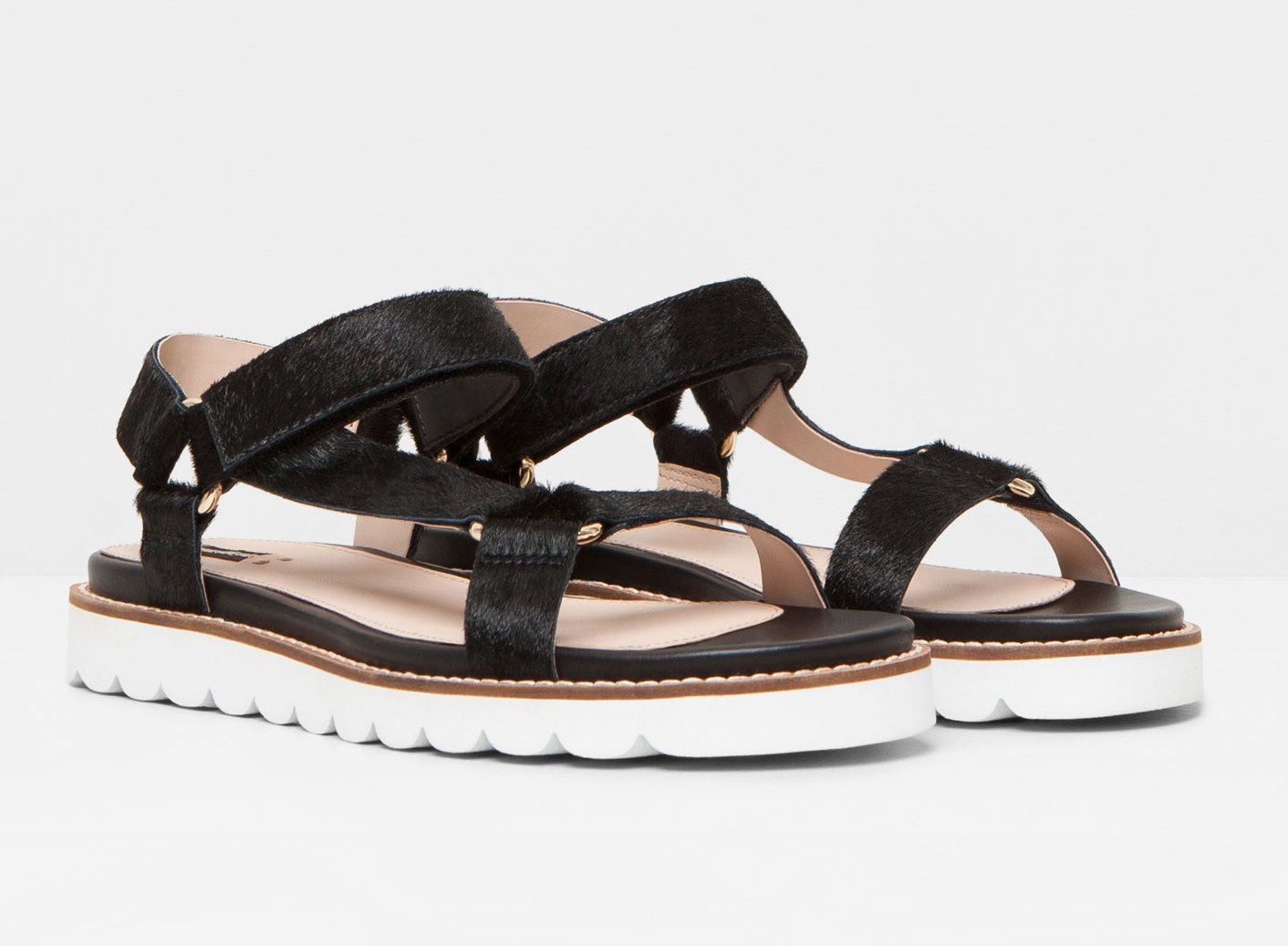 sandalias piel vaca negras