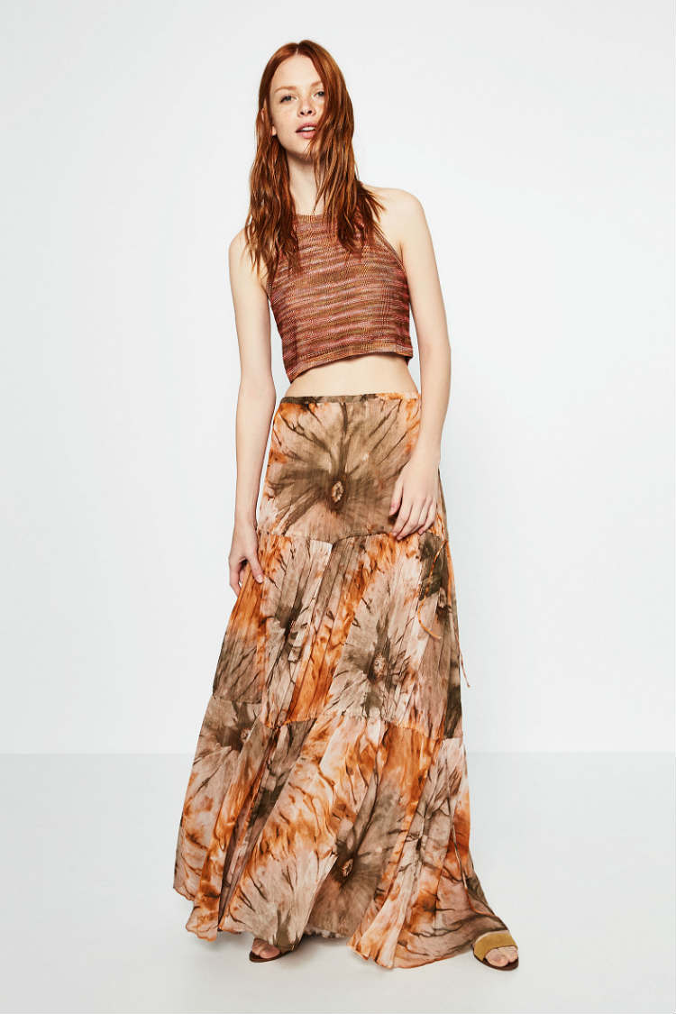 maxi falda estampado tie dye zara