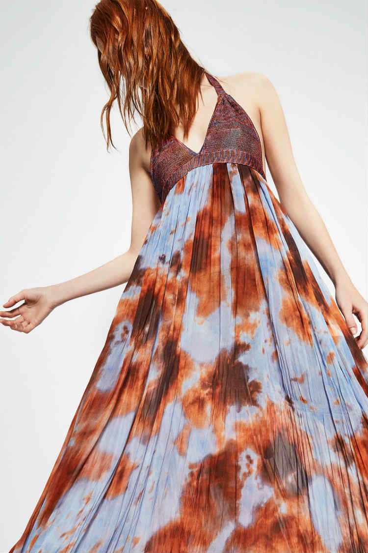 vestido largo estampado zara tie dye