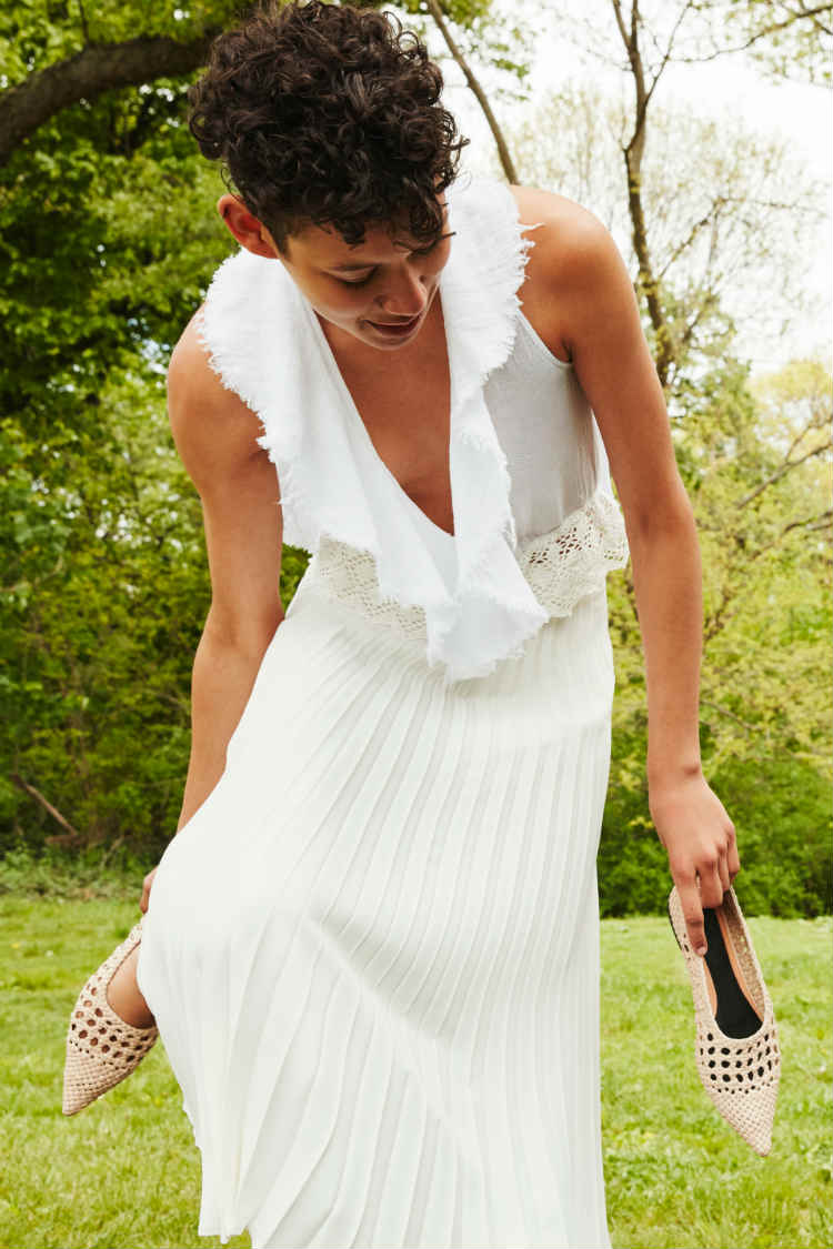 vestido zara white desmangado desflecado