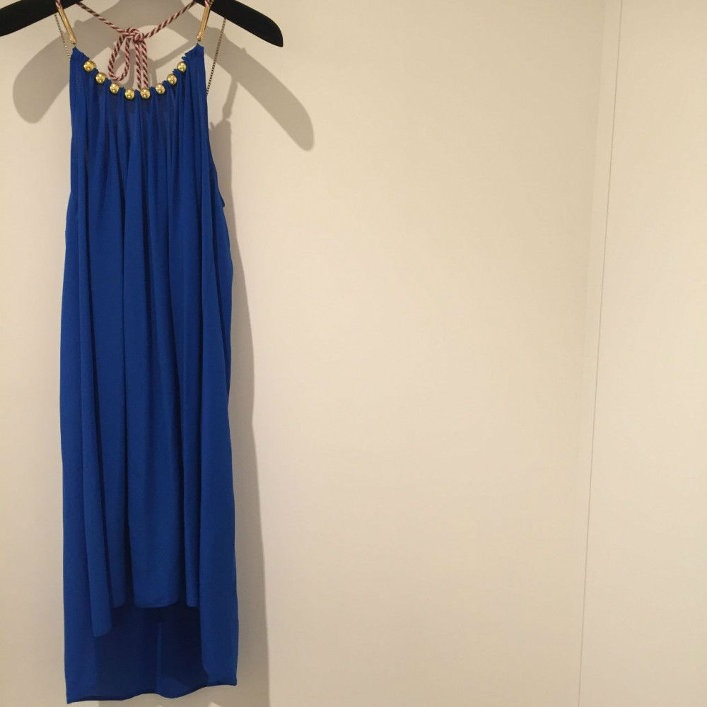 vestido seda azul ottro