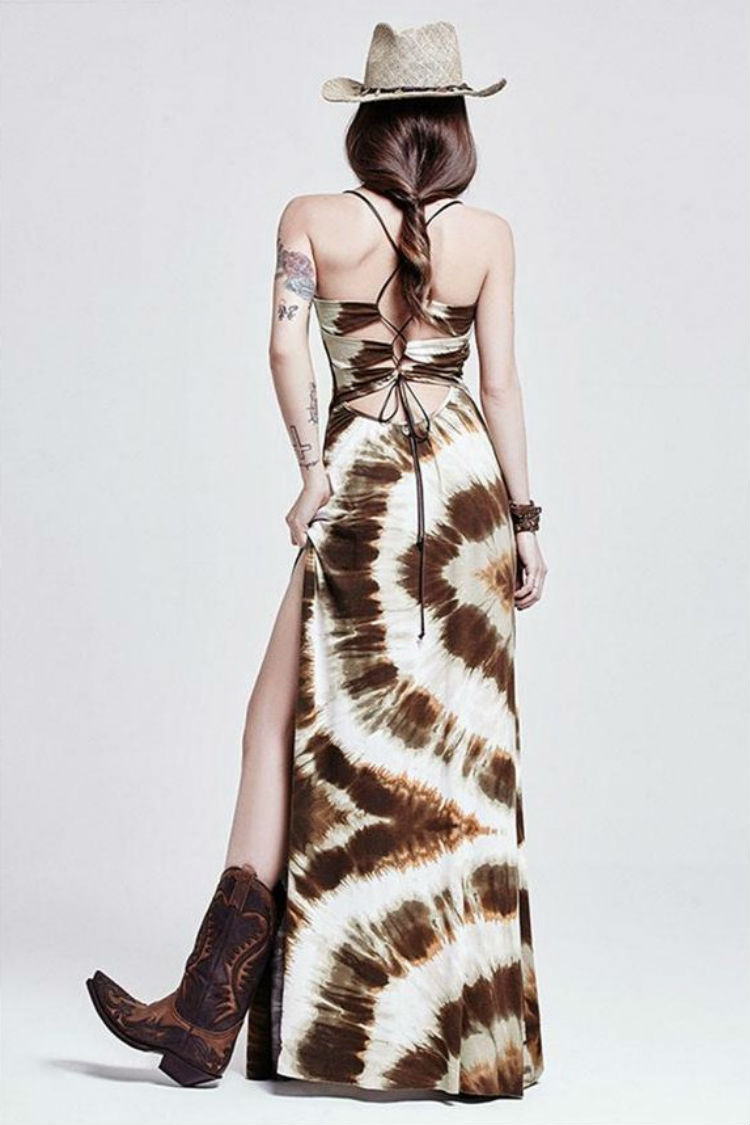 Vestido Boho Chic Estampado Tie Dye Ottro