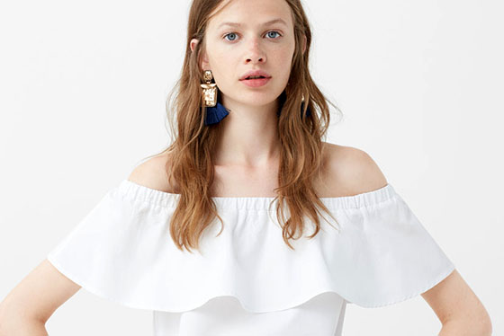 Mango off shoulder 2016 top blanco