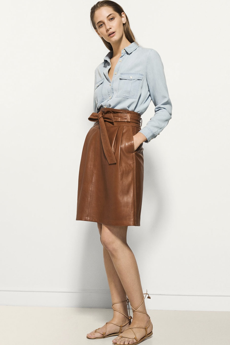 Massimo Dutti rebajas descuentos 60% piel falda 