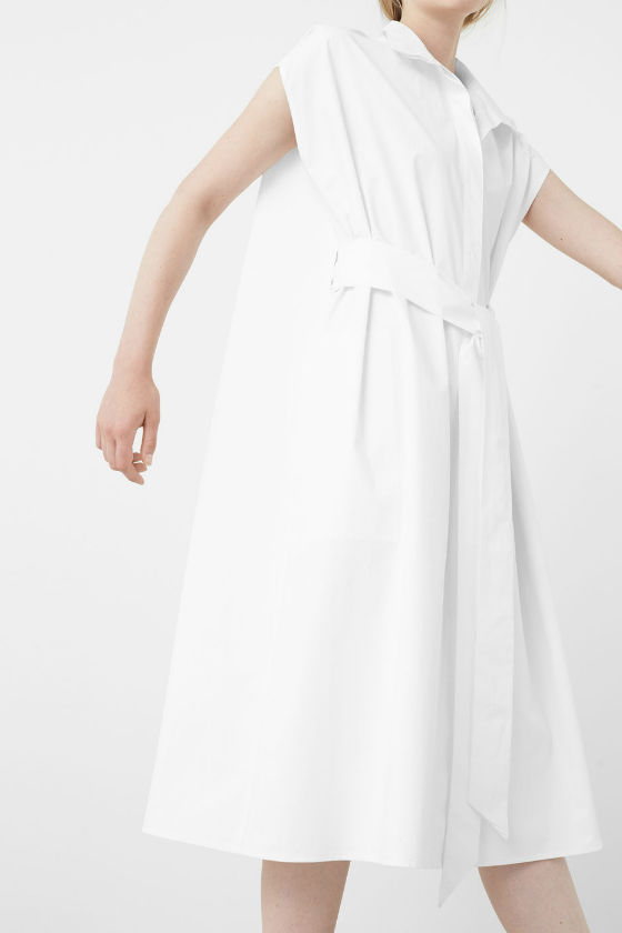 vestido blanco con volumen mango premium