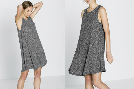 vestido evase gris pull and bear
