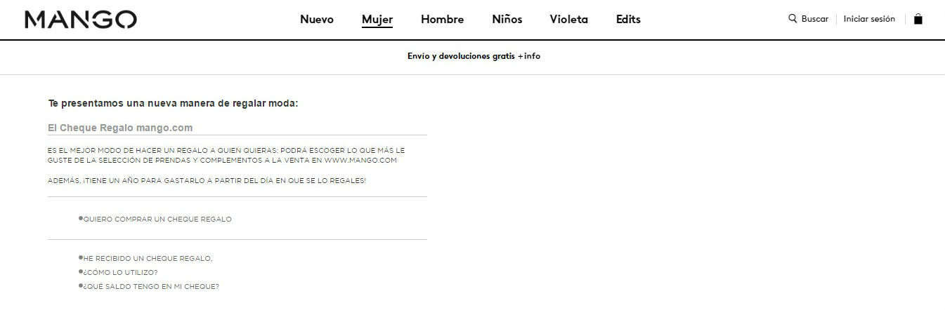 tarjetas regalo mango