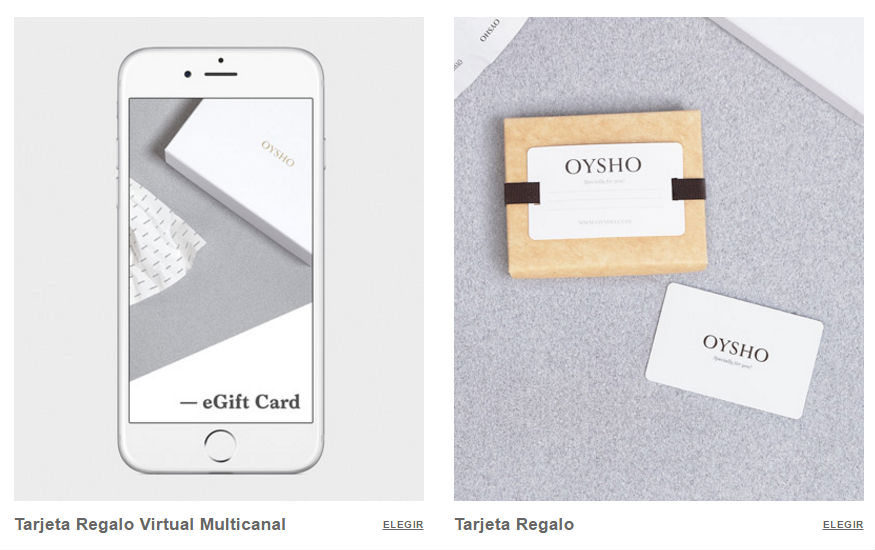 tarjetas regalo oysho