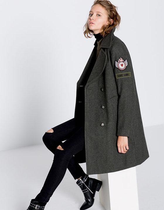 abrigo estilo militar mujer p&B