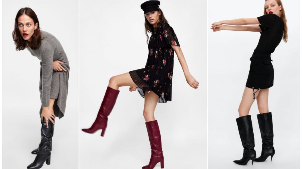 botas altas negras zara