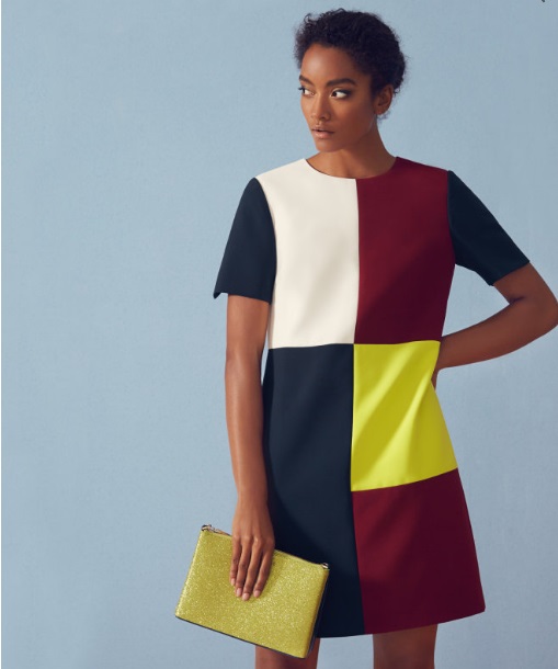 Vestido midi de color block