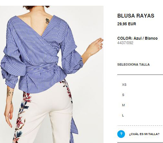 zara localizados de tallas