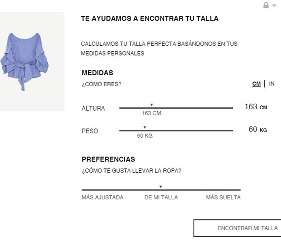 zara escoger la talla correcta