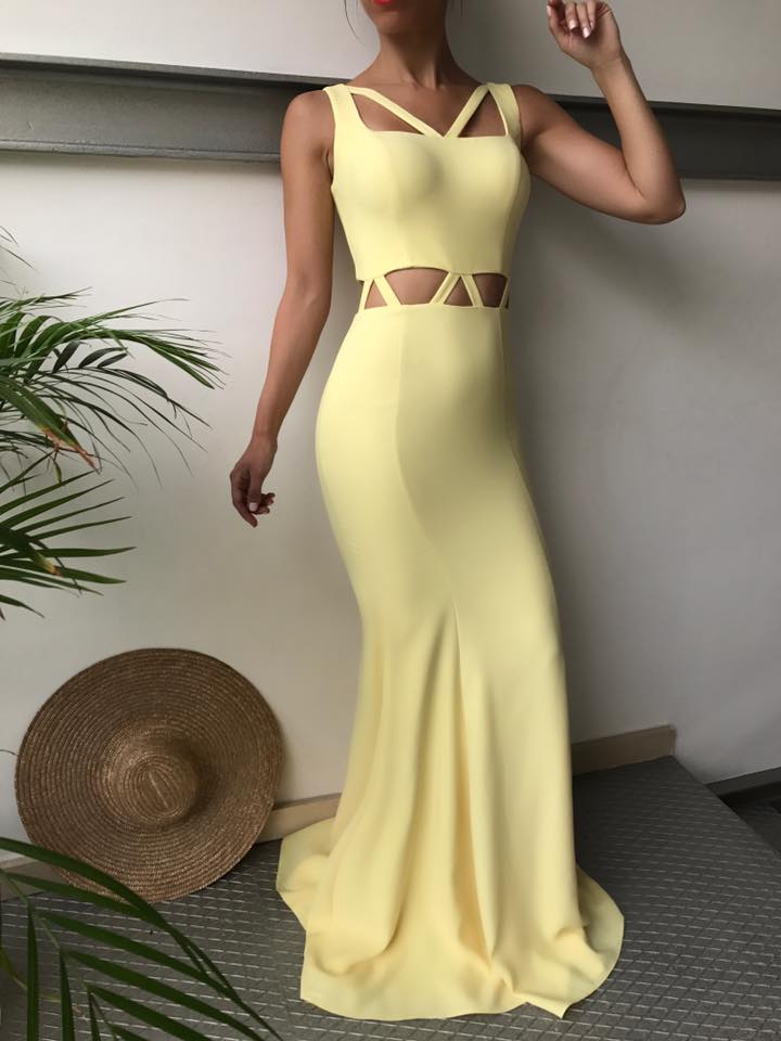 vestido amarillo largo