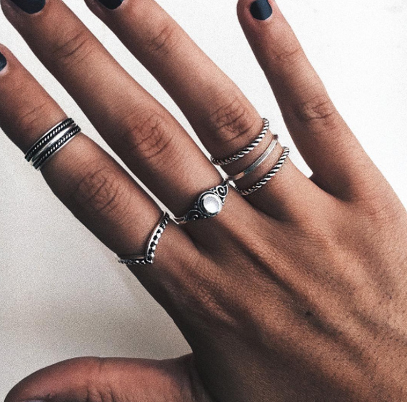 anillos de plata moda mujer