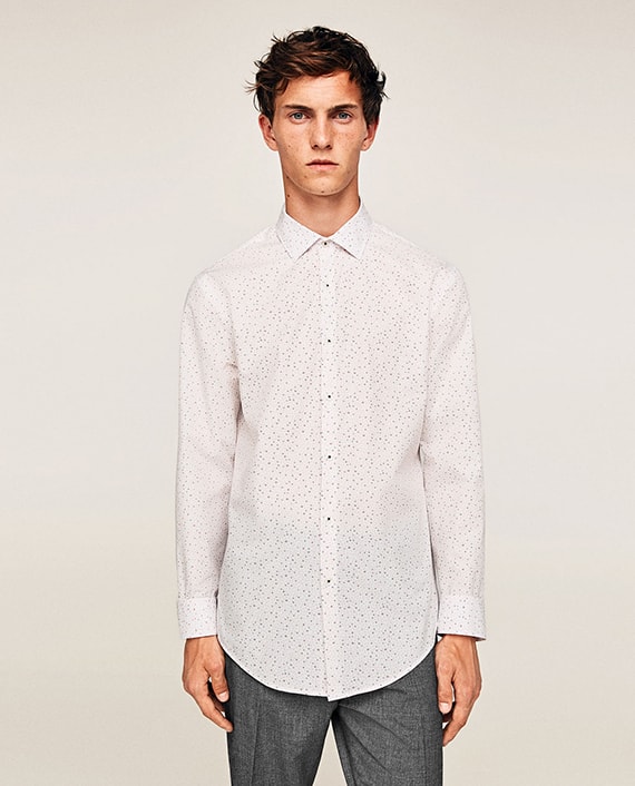 camisas estampadas Zara microestampada blanca