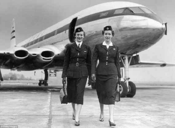 fotografía de auxiliares de vuelo años 50