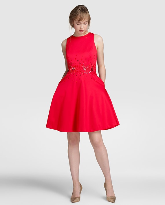 vestidos El Corte Inglés rojo pedrería