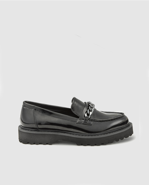 Mocasines de mujer Green Coast en negro con cadena