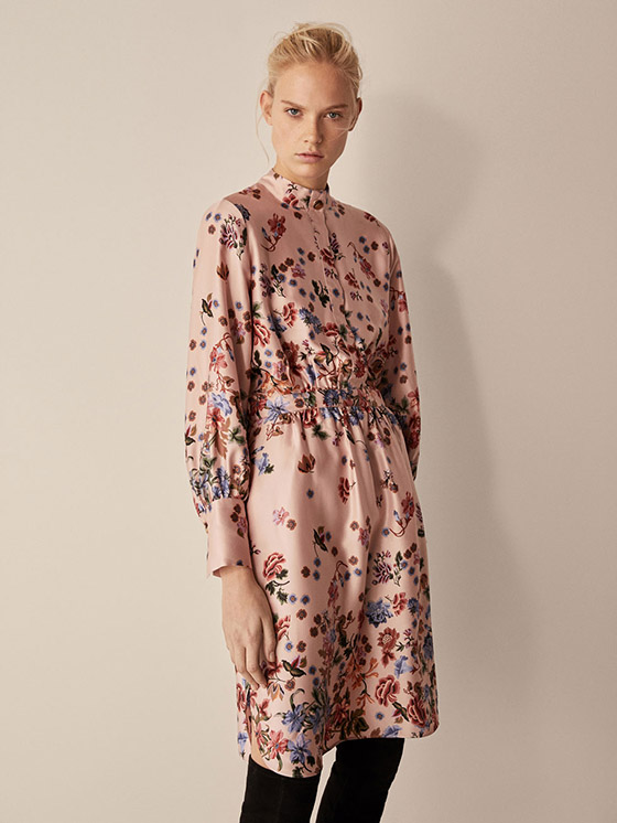 vestido camisero rosa floral massimo dutti primavera 2018