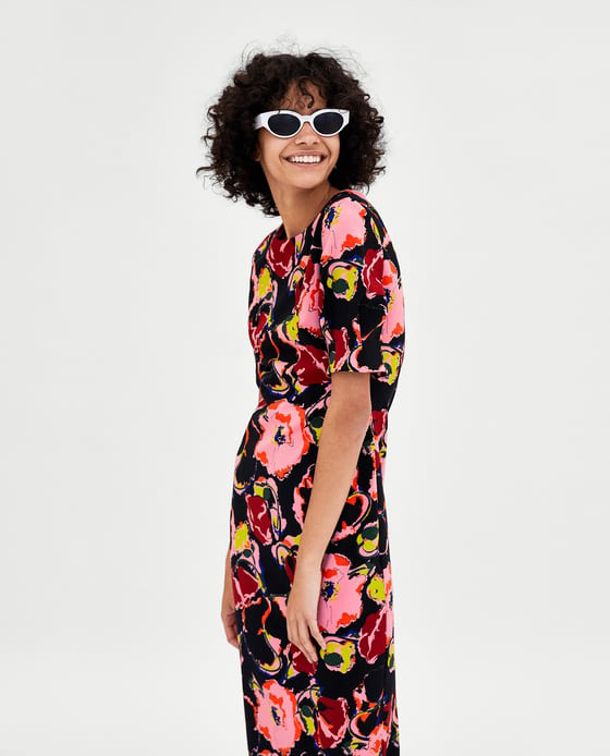 vestido floral negro zara primavera verano 2018