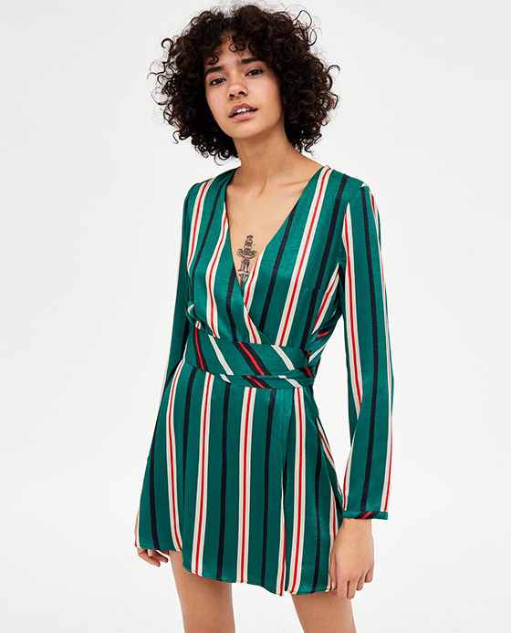 vestido rayas cruzado zara primavera verano 2018