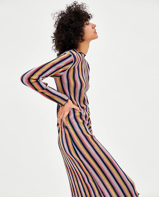 vestido rayas multicolores zara primavera verano 2018