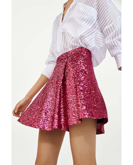 falda mini zara rosa