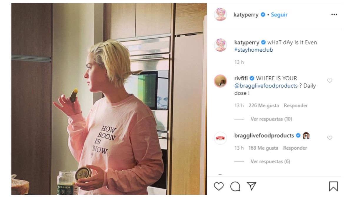 Katy Perry muestra en Instagram su primer antojo de embarazada