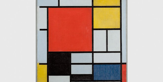 Piet Mondrian, Composición con rojo, negro, amarillo y gris, 1921. Óleo sobre lienzo, 39,5 x 35 cm, Kunstmuseum Den Haag © Mondrian