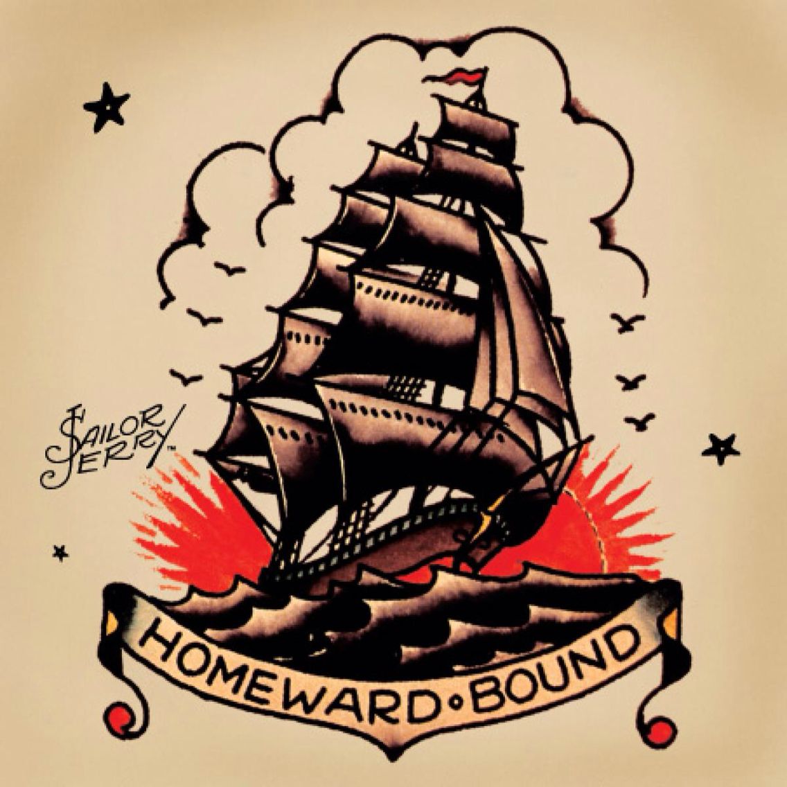 sailor jerry tatuaje de barco estilo americana