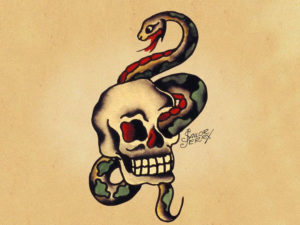 sailor jerry tatuaje de calavera estilo americana