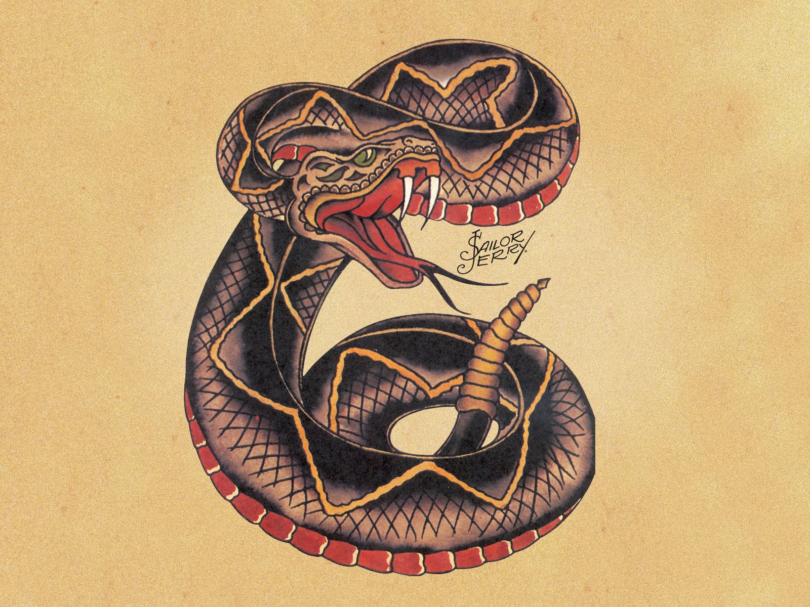 sailor jerry tatuaje de serpiente estilo americana