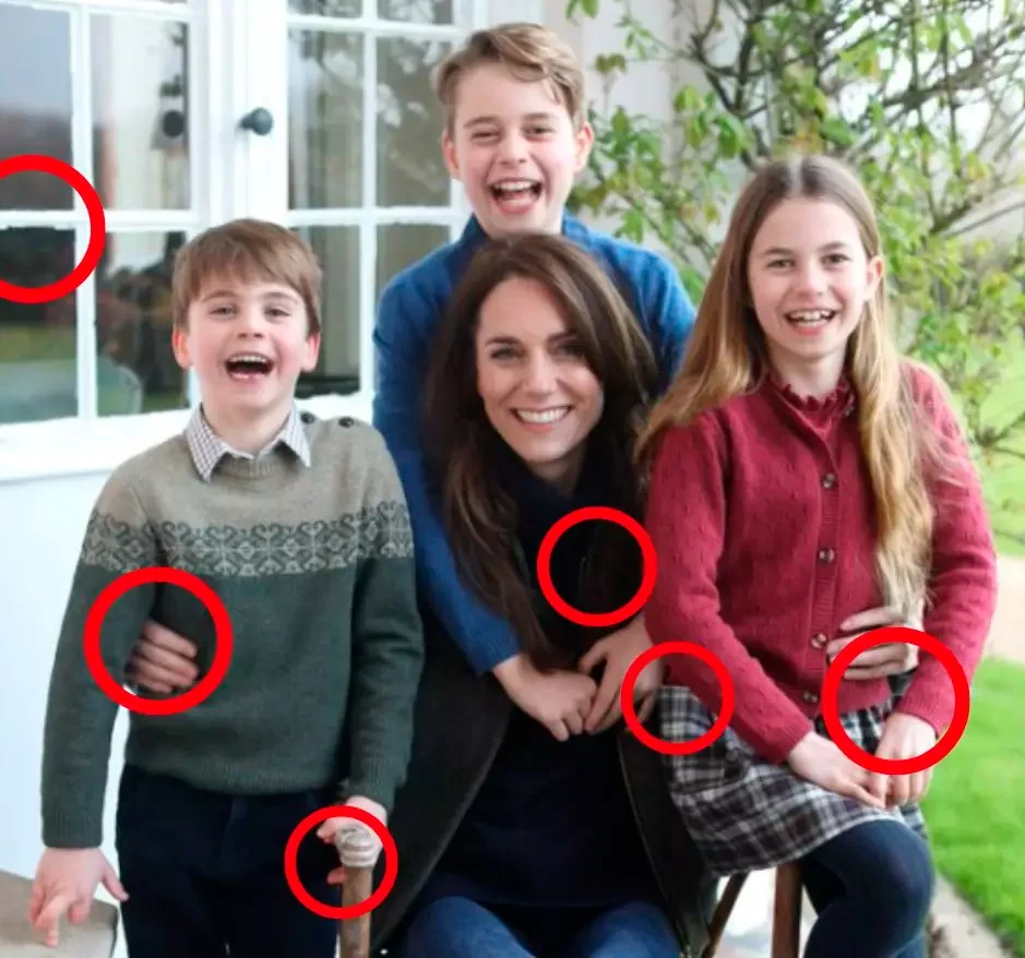Foto de la familia de Kate Middleton y que está editada. 