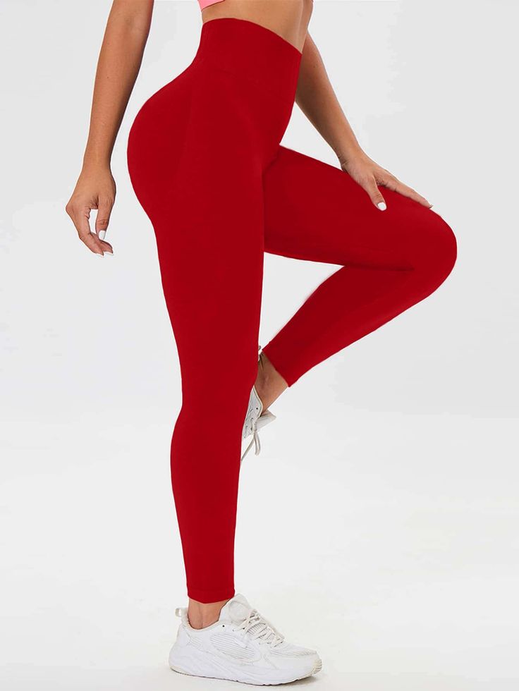 Leggings largos de color rojo. 