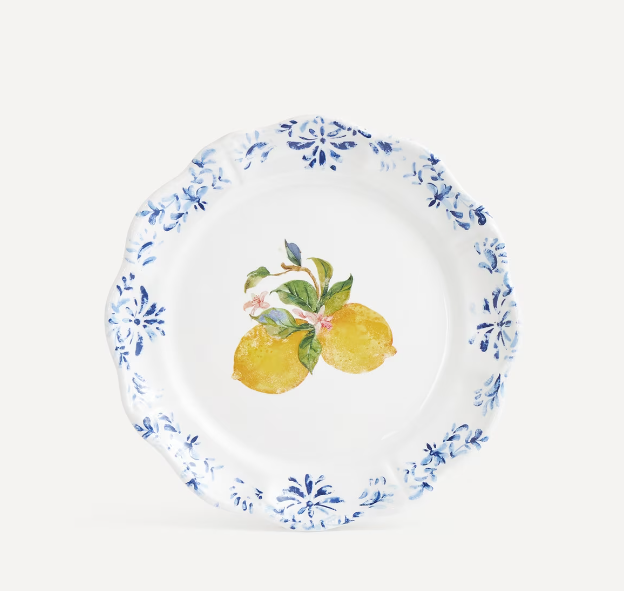 Plato llano de la colección Lemon de diseño fresco y colorido con estampado de limones. Una pieza fabricada en melamina de alta densidad, resistentes a las caídas, golpes y arañazos.