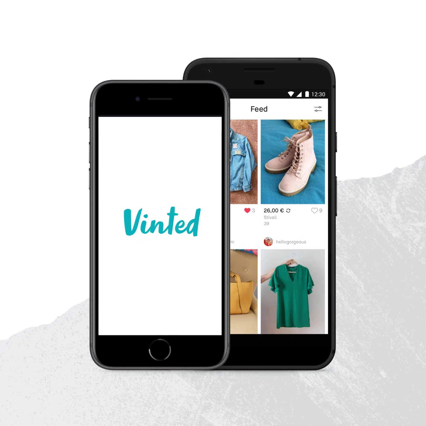 Móvil con la aplicación de Vinted abierta, donde puede comprar y vender ropa.