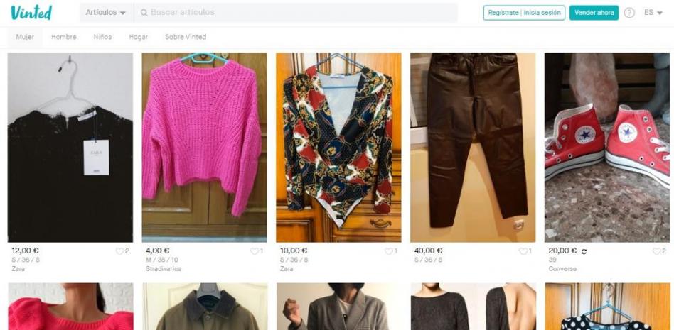 Aplicación de Vinted en donde hay una gran selección de productos para comprar a diferentes precios.